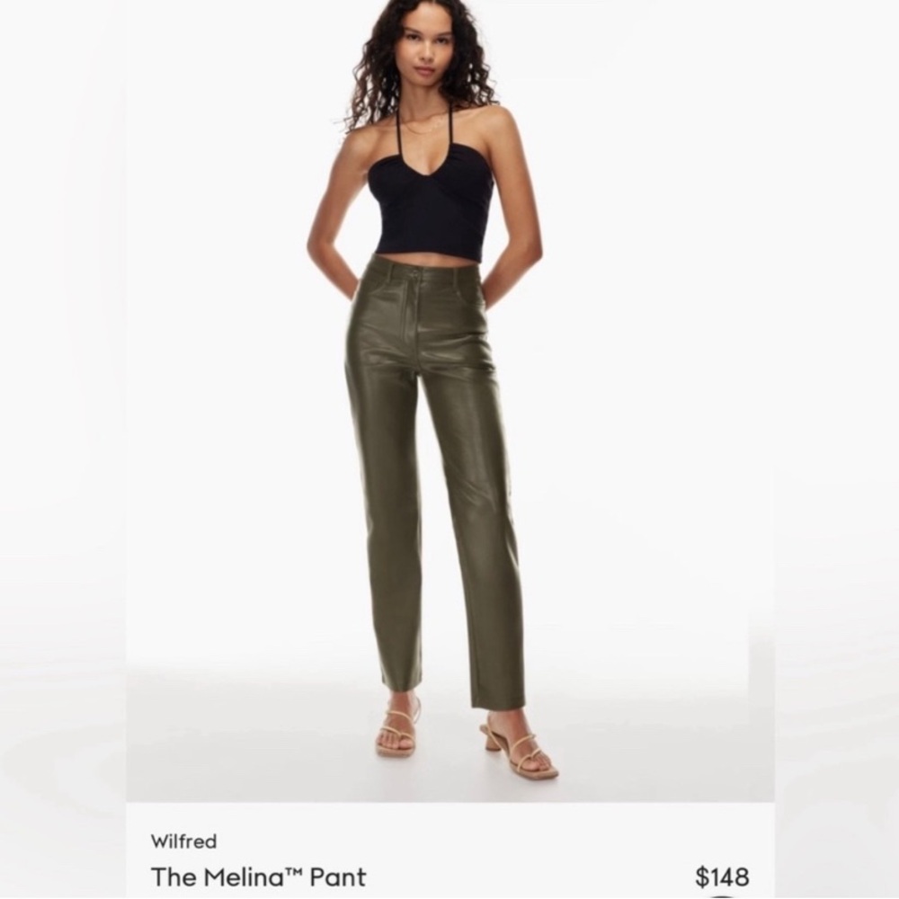 Wilfred Melina Olive Green Faux Leather Pants sz 8